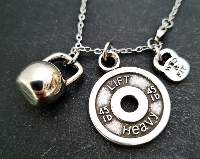 Custom Necklace Big Kettlebell Weight Plate · Bff Gifts ·Personalized Gift · Gym necklace · Fitness · Crosstraining · Gym Gifts · Wod & Fit