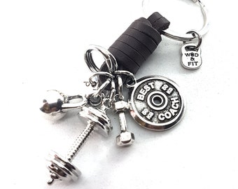 Leather Keychain Barbell Club Brown Motivation Weight Plate · Gym Gift · Best Coach Gift · Bodybuilding Gift · Boyfriend Gift · Wod & Fit