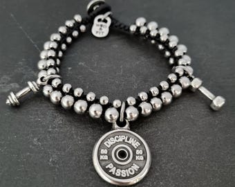 Gym Bracelet Slamball Workout  Motivation Gift Gym ·Leather Bracelet · Bodybuilding Bracelet - Barbell Bracelet - Fitness Gift - Wod & Fit