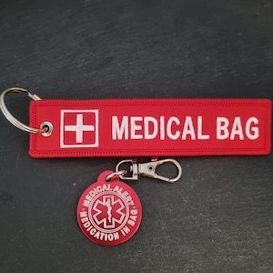Allarme medico Medical Bag + Targhetta 32mm Alluminio Epipen  · Allergie E Inalatore Asma ·  Portachiavi allarme medico - Diabete -Allergia