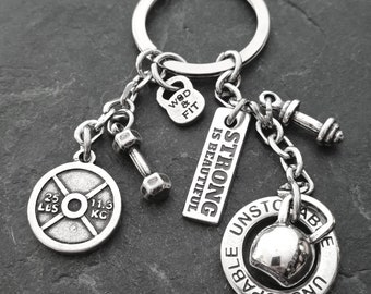Personalized Gym Keychain Annie Workout 25lbs · Personalised gift · Girlfriend Gift · Mom Gift · Bff Gifts · Custom Keychain · GYM Wod & Fit