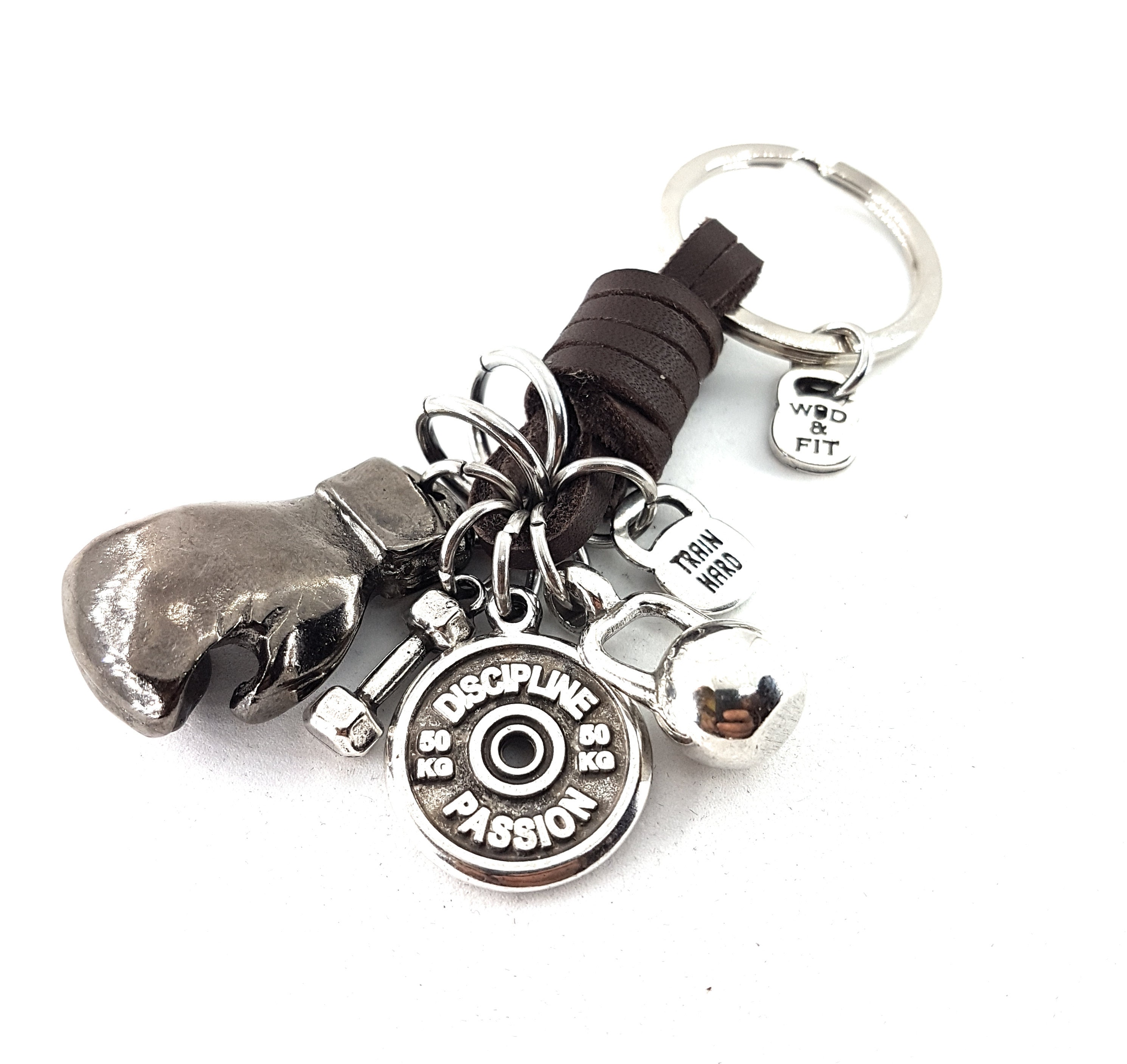 Keychain Boxing Glove Brown Leather Boxing Challenge · Custom Keychain