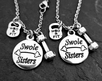 Personalized Necklaces Couple Swole Sisters Engraved necklace · Custom Necklace · Bff gifts · Gifts for sisters · name necklace ·  Wod & Fit