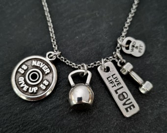 Gym Custom Necklace Kettlebell · Personalized Gift · BFF Gifts · Girlfriend Gift · Custom Gift · Name Necklace · Gym Gift · Coach ·Wod & Fit