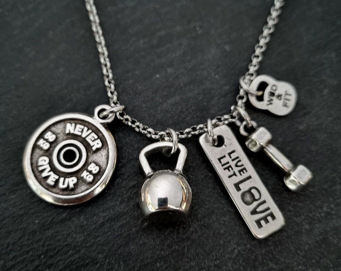 Gym Custom Necklace Kettlebell · Personalized Gift · BFF Gifts · Girlfriend Gift · Custom Gift · Name Necklace · Gym Gift · Coach ·Wod & Fit
