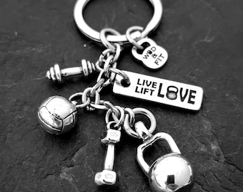 Gym Keychain Kettlebell Wall Ball Shot Exercise Gift - Custom Gift - Fitness Gifts - Custom Keychain - Personal Trainer Gift - Wod & Fit