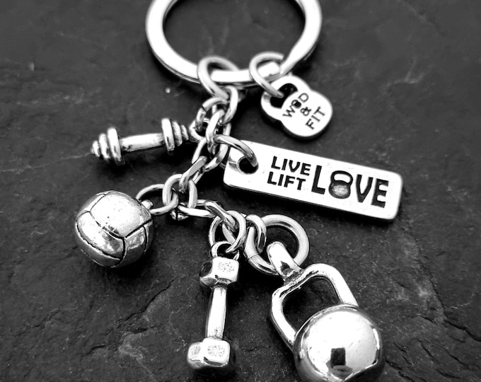 Gym Keychain Kettlebell Wall Ball Shot Exercise Gift - Custom Gift - Fitness Gifts - Custom Keychain - Personal Trainer Gift - Wod & Fit