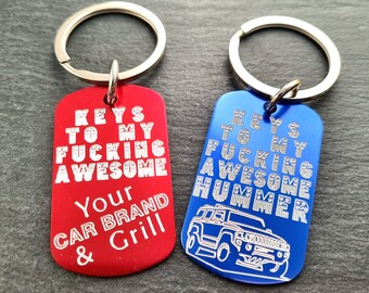 Custom Keychain Keys To My Fucking AWESOME Your Car Brand Stars Stripes Wrangler · Hummer · Toyota · Suzuki · 4x4 · Offroad· JK · Rubicon