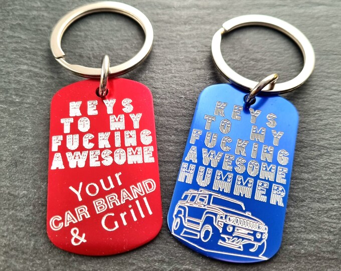 Custom Keychain Keys To My Fucking AWESOME Your Car Brand Stars Stripes Wrangler · Hummer · Toyota · Suzuki · 4x4 · Offroad· JK · Rubicon