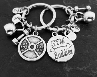 Couple Custom Keychain GYM Buddies  Weight Plate 45lbs · Gym Gifts · BFF Gifts · Crosstraining · Friendship Gift · Custom Gifts · Wod & Fit