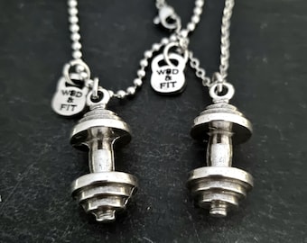 Gym Barbell Necklace Workout Gym Necklace · Weight lifting · Bodybuilding · Coach Gift · Boyfriend Gift · BFF Gifts · GYM Dad Gift Wod & Fit
