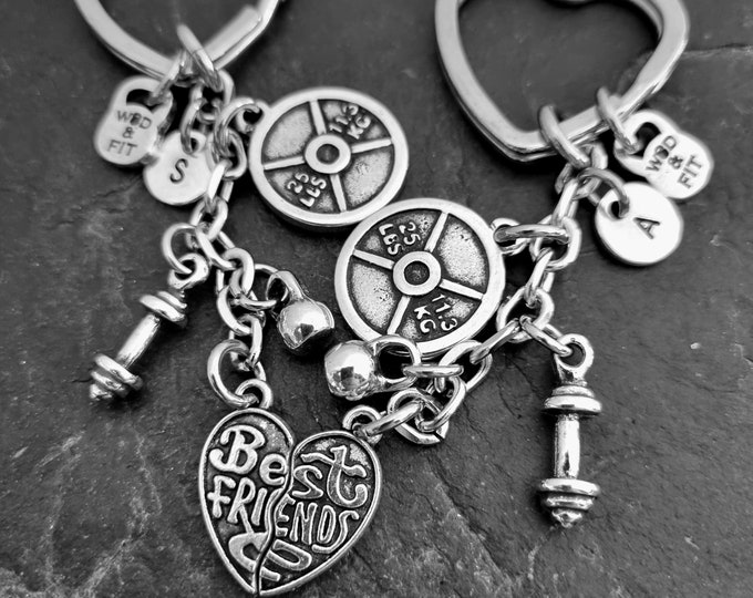 Couples Keychains GYM Partner Workout Weight Plate 25lbs · Gym Gifts · Girlfriend gift ·Sister Gift · BFF Gifts·Anniversary Gift · Wod & Fit