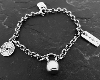 Custom Bracelet Fitness Kettlebell Workout Gift · Girlfriend Gift · Mom Gift · Personalized Gift · Bff Gifts · Motivation Gift ·Wod & Fit