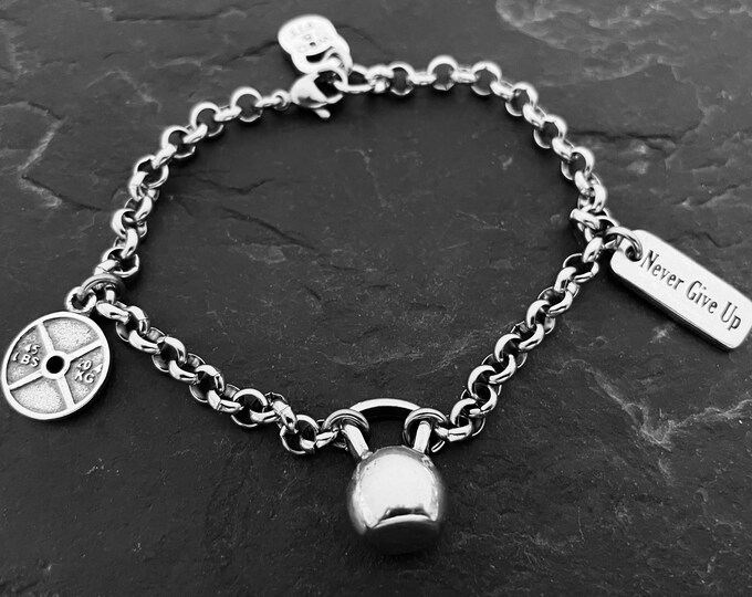 Custom Bracelet Fitness Kettlebell Workout Gift · Girlfriend Gift · Mom Gift · Personalized Gift · Bff Gifts · Motivation Gift ·Wod & Fit