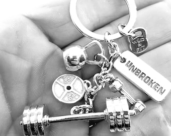Gym Custom Keychain Challenge Workout · Weight Lifting · Bodybuilding · Coach Gift · Personalized Gift · Boyfriend Gift · Barbell ·Wod & Fit