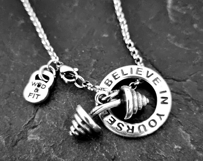 Gym Custom Necklace Bent Barbell Necklace Fitness Gift · Boyfreind gift · Name Necklace · Gym Gifts· Bodybuilding ·Custom Gifts ·Wod & Fit
