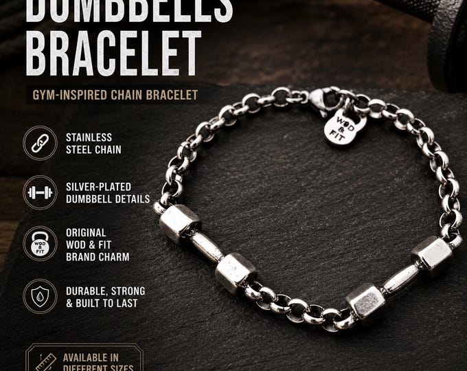 Gym bracelet Two Dumbbells Bracelet · Boyfriend Gift · Bodybuilding · Fitness Gifts · Gym Gifts · Mens Gifts · GYM Coach Gift · Wod & Fit