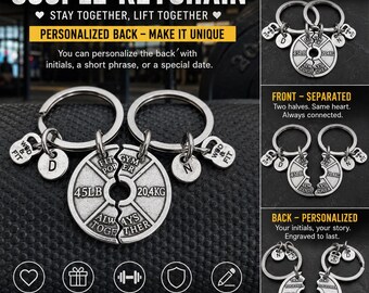 Couple Gym Keyring Weight Plate Always Together· BFF Gifts· Motivation Gift · Gym Gifts· Crosstraining· Bodybuilding·Custom Gift · Wod & Fit
