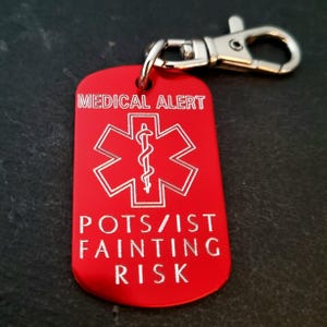 Medical Alert Keycahin Personalized Engraved Aluminum 50x30 - Medical ID Tag, Emergency Med Alert Keychain ICE Medical Information Tag image 12
