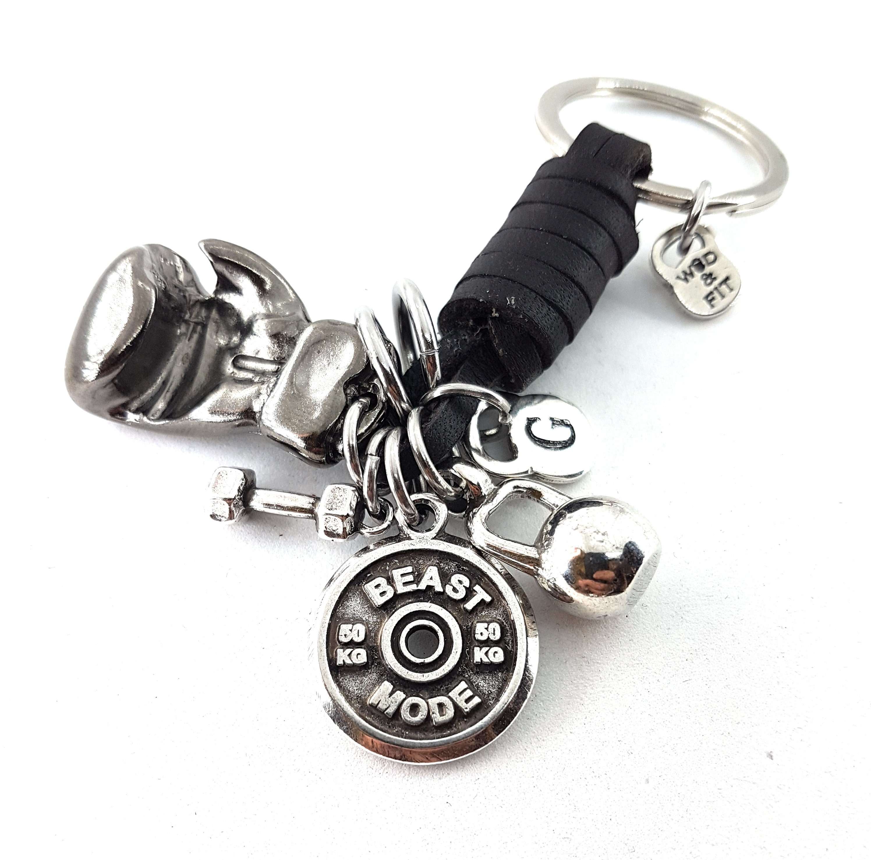 Boxing Glove Keychain Dark BROWN Leather Keychain Boxing Challenge