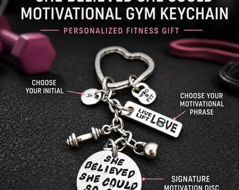 She Believed She Could So She Did motivational keychain, inspirational gift for women, daughter, friend, sister, mom or graduate