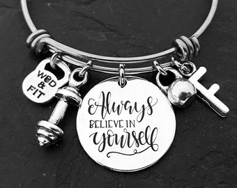 Fitness Bracelet Always Believe in Yourself · Initial Bracelet · Girlfriend Gift · Mom Gift ·BFF gifts · Friendship bracelet · Wod & Fit
