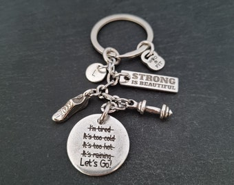 Runner Custom Keychain Lets Go! I'm Stronger - Gift for runner - Runner Gift - Personalized Gift · Running Gift -Gift For Runner-Wod & Fit