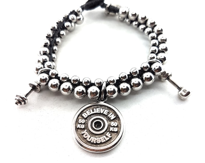 Gym Bracelet Slamball Workout  Motivation Gift Gym ·Leather Bracelet · Bodybuilding Bracelet - Barbell Bracelet - Fitness Gift - Wod & Fit