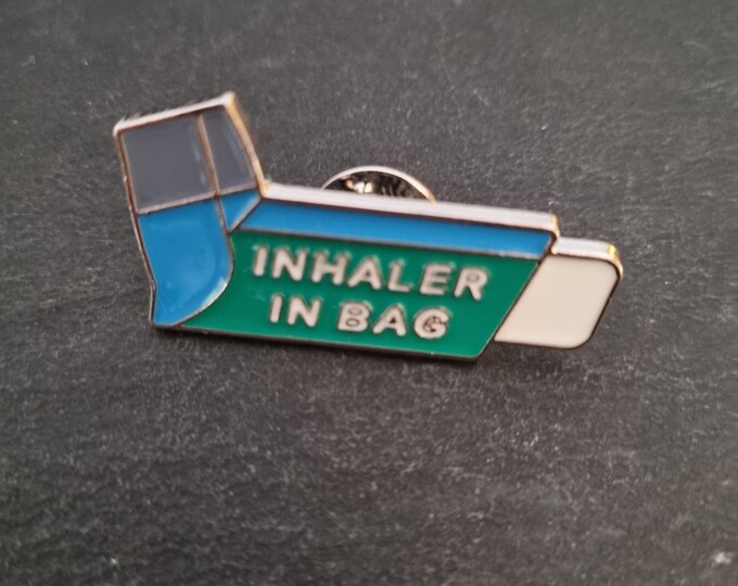 Medical Alert INHALER IN BAG Enamel Pin - Asthma Inhaler Enamel Pin, Asthma Awareness, Asthma Alert, I Carry an Inhaler Pin, I Have Asthma