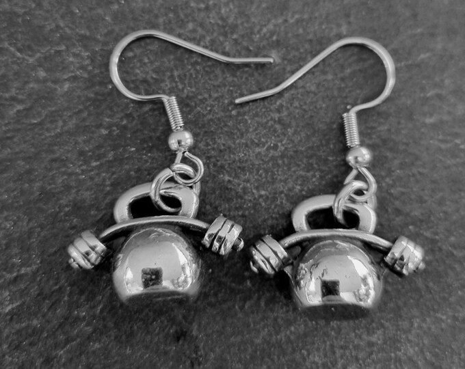 Kettlebell Earrings Bent Barbell Workout Gifts · Gym Gifts · Girl Earrings · Fitness Gift· Girl power Earrings · girlfriend gift · Wod & Fit