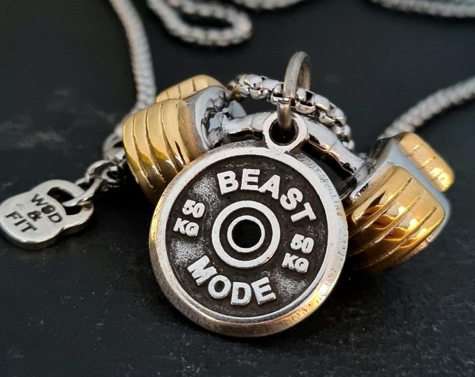 GYM Necklace Gold Bent Barbell Bodybuilding Gift · Boyfriend Gift ·Bodybuilding Necklace · Gold Bent Barbell Necklace · Gym Gift Wod & Fit