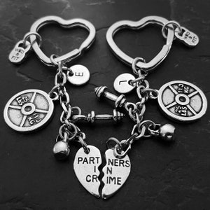 Couples Gym Keychain Partners in Crime Weight Plate 25lbs · gift for women · BFF Gift · Housewarming gift · Couples Keychain · GYM Wod & Fit