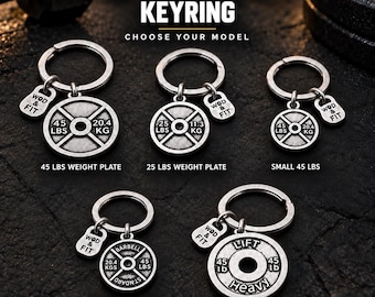 Gym Keychain with 45 or 25 lbs Weight Plate, Lift Heavy, Barbell Standard or Small Weight Plate, Fitness Gift for Lifter or Powerlifter