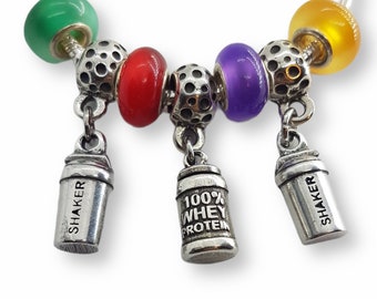 Charms Gym Bracelet Panda  Shaker Protein - 100% Whey Protein - Charm Bodybuilding - Charms Fitness - Charms Crossfit - Gym Charms Wod & Fit
