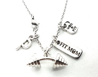 GYM Necklace Bent Barbell · Initial Necklace · Boyfriend gift · Best freind Gift · Personal trainr Gift · Barbell Necklace · Wod & Fit