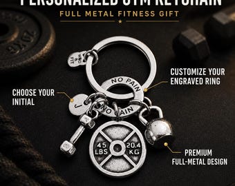 Gym Keyring Weight Collin Workout Gift Weight plate 45lbs Kettlebell - Motivational - Weightlifting - Bodybuilding - Fitness Gifts-Wod & Fit