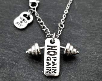 Barbell Gym Necklace Custom Gift · Gym Gift- Weight Lifting· Custom Necklace Gift · Powerlifting · Fitness Necklace · GYM · Wod & Fit