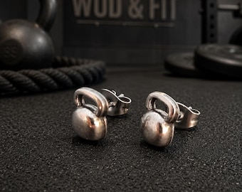 Kettlebell Earrings, Gym Earrings for Women, Fitness Jewelry Gift, Gym Girl Gift, Weightlifting Earrings, Workout Gift for Her GYM Wod & Fit