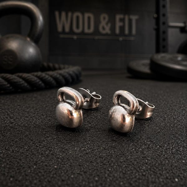 Kettlebell Earrings, Gym Earrings for Women, Fitness Jewelry Gift, Gym Girl Gift, Weightlifting Earrings, Workout Gift for Her GYM Wod & Fit
