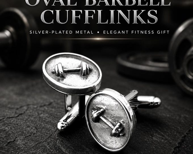 Barbell gym cufflinks for men, elegant fitness gift for lifter, coach, trainer, bodybuilder, powerlifter or gym lover Wod & Fit