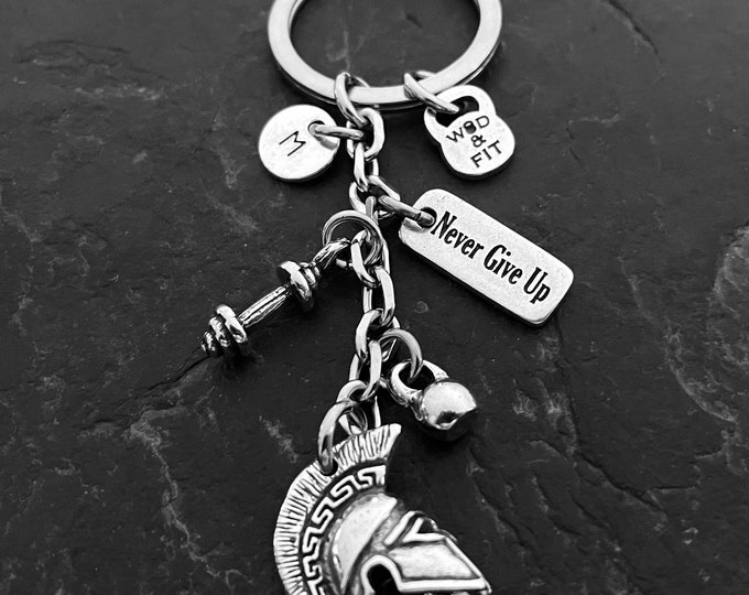 Spartan Helmet Keychain Motivation Personalized gift · Name Keychain · Gym Gift· Spartan Keychain · Gift for men · We the people · Wod & Fit