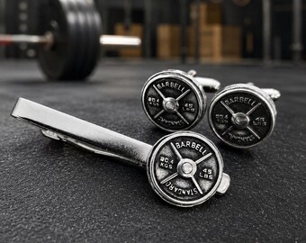 Gym Cufflinks Barbell Standard Weight Plate 45lbs Gifts · Gym Jewelry · Bodybuilding Gift · Weightlifting cufflinks · Sport Gift Wod & Fit