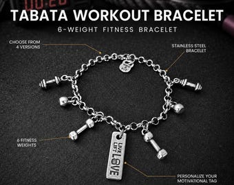 Custom Tabata workout gym bracelet for women, motivational fitness gift for gym girl, athlete, lifter, coach or gym bestie Wod & Fit