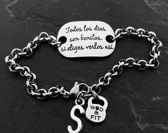 Motivational Bracelet Todos Los Dias Son Bonitos,Si  Eliges Verlos Así All Days Are Beautiful,If You Choose To See Them So Initial,Fitness