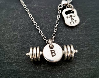 Gym Necklace Barbell Initial Workout Gifts ·Fitness Gifts · Motivation Gift · Gym Gifts· Bodybuilding · Crossfit Gifts · Fitness · Wod & Fit