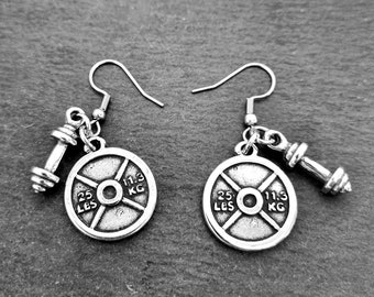 Gym Earrings Weight Plate 25lbs Barbell  Workout Gifts· Gym Gifts - Bodybuilding · Fitness Gifts · wife gift · gifts for women · Wod & Fit