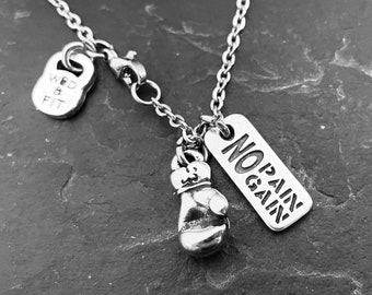 Motivational Boxing Glove Necklace - Perfect Gift for Boxing Gym Lovers -Unique Boxing Gift · Inspirational Boxing Jewelry · WOD & Fit