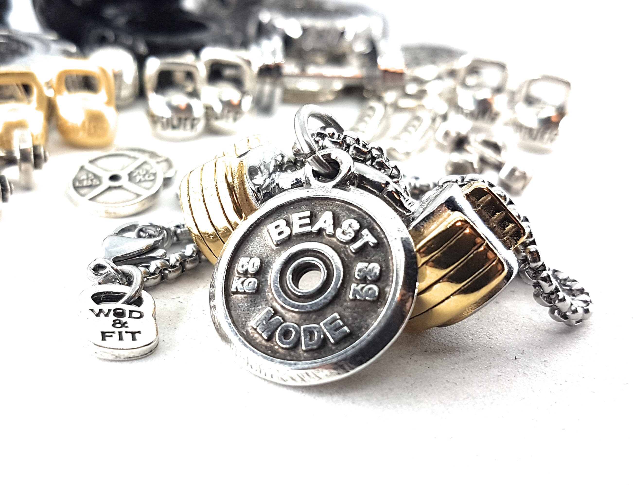 GYM Necklace Gold Bent Barbell Bodybuilding Gift · Boyfriend Gift