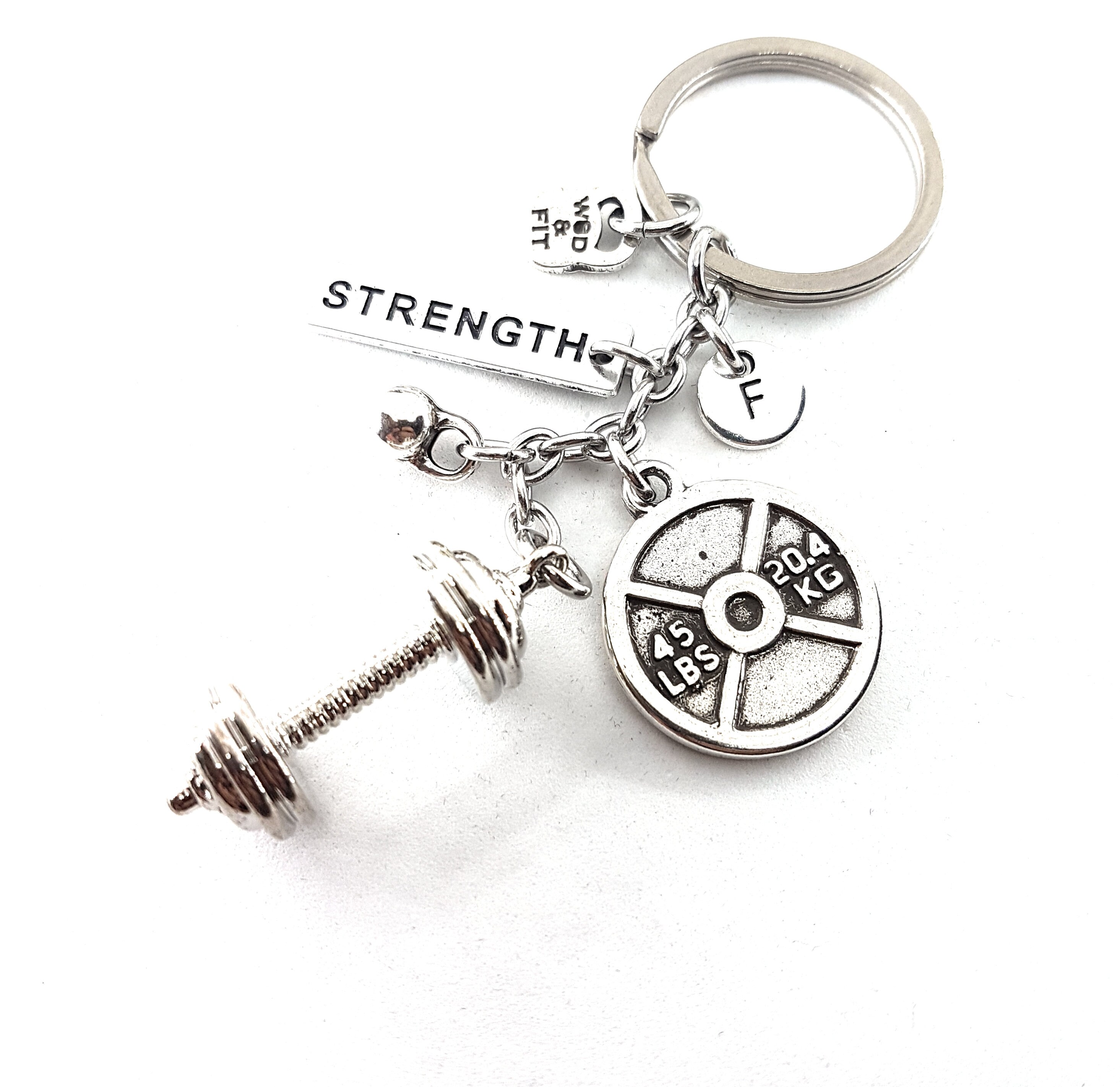 Keychain Mike Workout Barbell Weight Plate,Motivation & Initial.Fitness