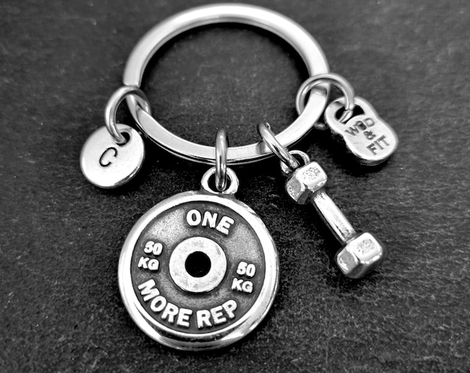 Gym Custom Keychain Motivation  Weight Plate Dumbbell Initial ·Presonalized Gift · Wright Lifting ·Bff Gifts · Fitness ·Coach Gift·Wod & Fit